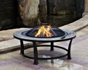 AZ Patio Heaters Wood Burning Fire Pit with Round Slate Table