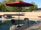 AZ Patio Heaters Solar Market Umbrella with LED Lights in Red with  Base