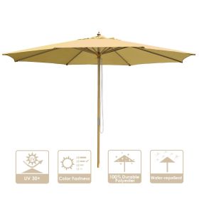 13 Ft Wooden Umbrella Beige
