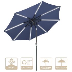 9ft Alu 8LED Strip Umbrella Navy