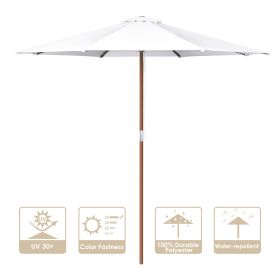 9 Ft Wooden Umbrella White