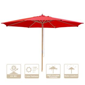 13Ft Wooden Umbrella Red