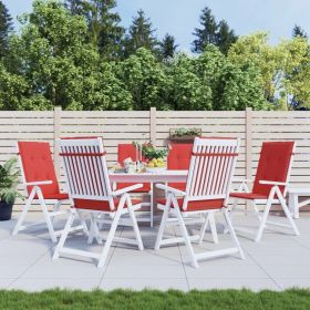 Garden Highback Chair Cushions 6 pcs Red 47.2"x19.7"x1.2" Fabric