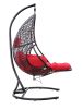 Patio PE Rattan Swing Chair With Stand and Leg Rest for Balcony, Courtyard