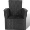4 Piece Patio lounge set with Cushions Poly Rattan Black
