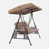 3 Persons Luxury Outdoor Porch Swing Chair With Cup Holder Cushion Pillow Canopy