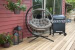 66 H x 40 W x 43 D Outdoor Beige Overland Hanging Ball Chair with Cushion and C Type Bracket