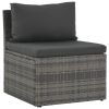 4 Piece Patio Lounge Set with Cushions Poly Rattan Gray
