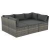 4 Piece Patio Lounge Set with Cushions Poly Rattan Gray